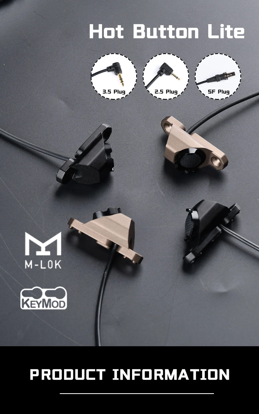 Interruptor HotButton sobre riel tipo M-LOK
