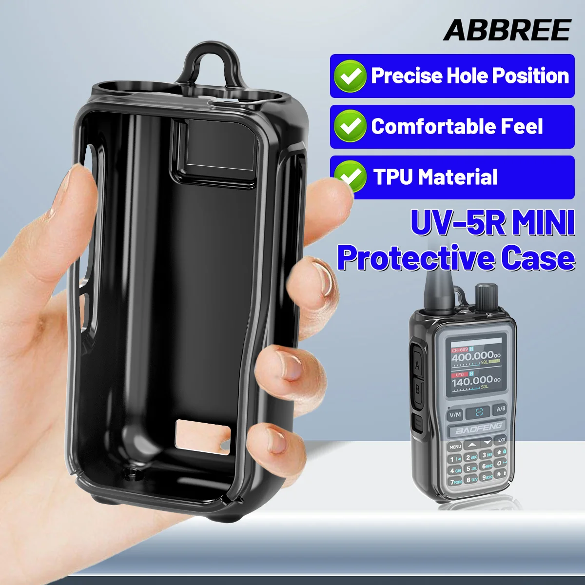 ABBREE Baofeng UV-5R Mini – Funda protectora de TPU negra - imagen 5