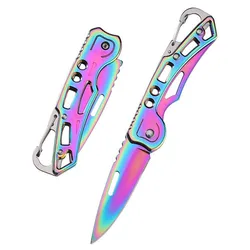Cuchillo plegable EDC de bolsillo de acero inoxidable, mini multifunción portátil