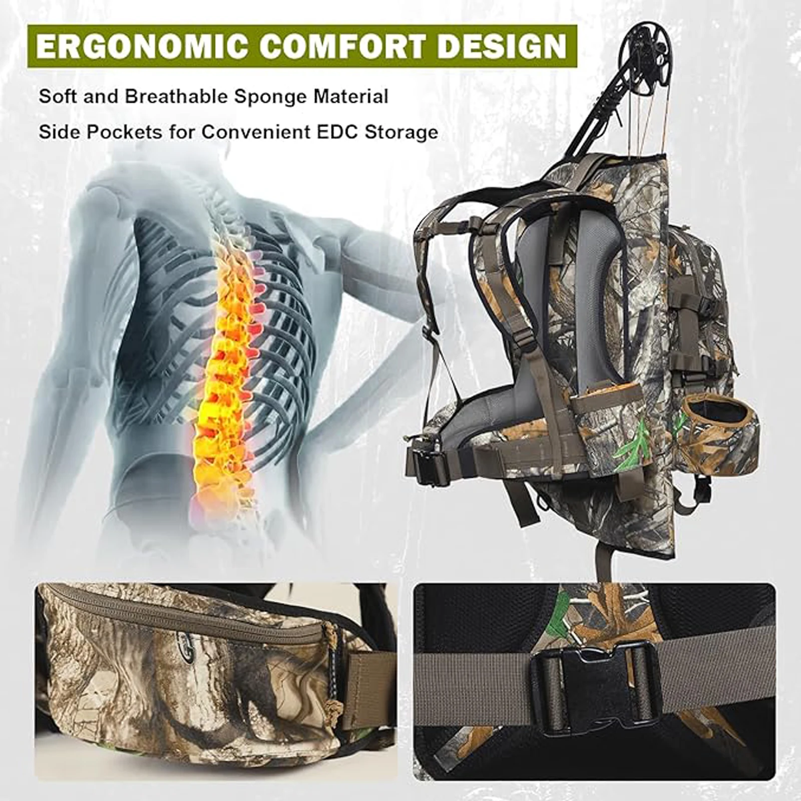 VOTAGOO GEAR Mochila táctica de caza con soporte para arco camuflaje - imagen 5
