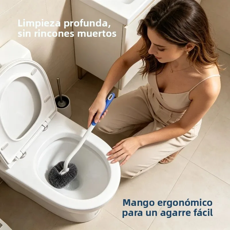 Cepillo limpieza inodoro colgable pared cerdas suaves mango largo - imagen 5