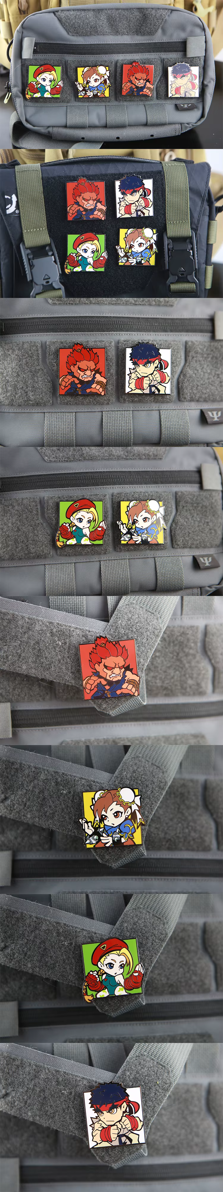 Parches de metal con diseño de personajes de Street Fighter