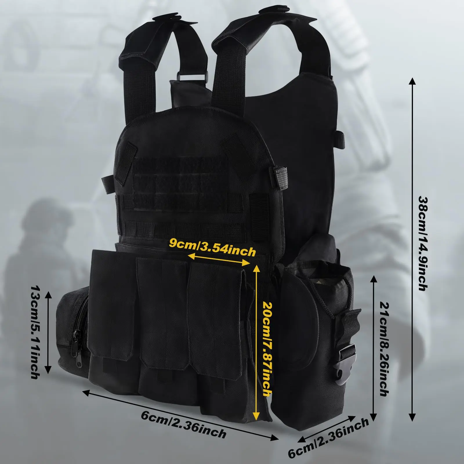 Chaleco táctico airsoft liberación rápida con gorra y visera - imagen 4
