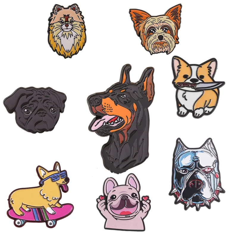 Broches esmaltados de perros – Insignias para chaquetas y mochilas