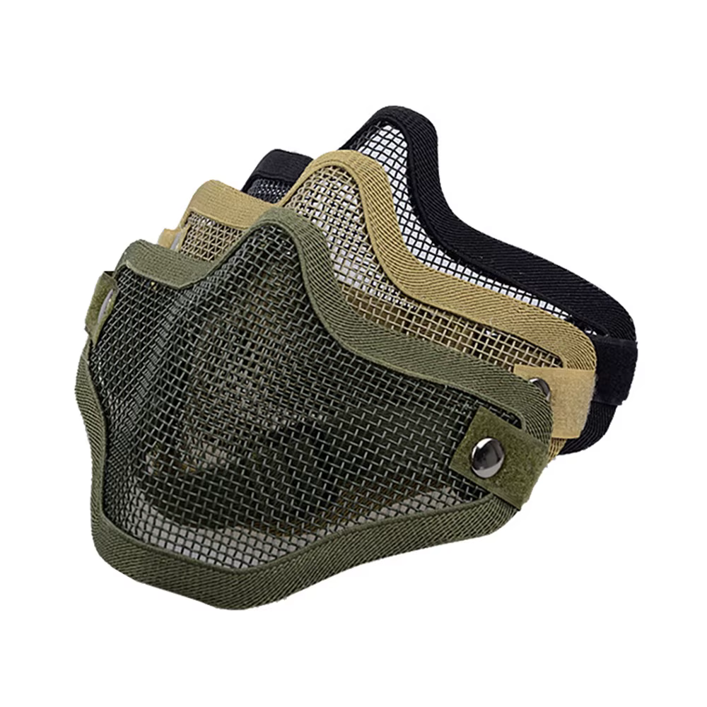 Máscara táctica malla metálica media cara tribal para caza airsoft - imagen 2