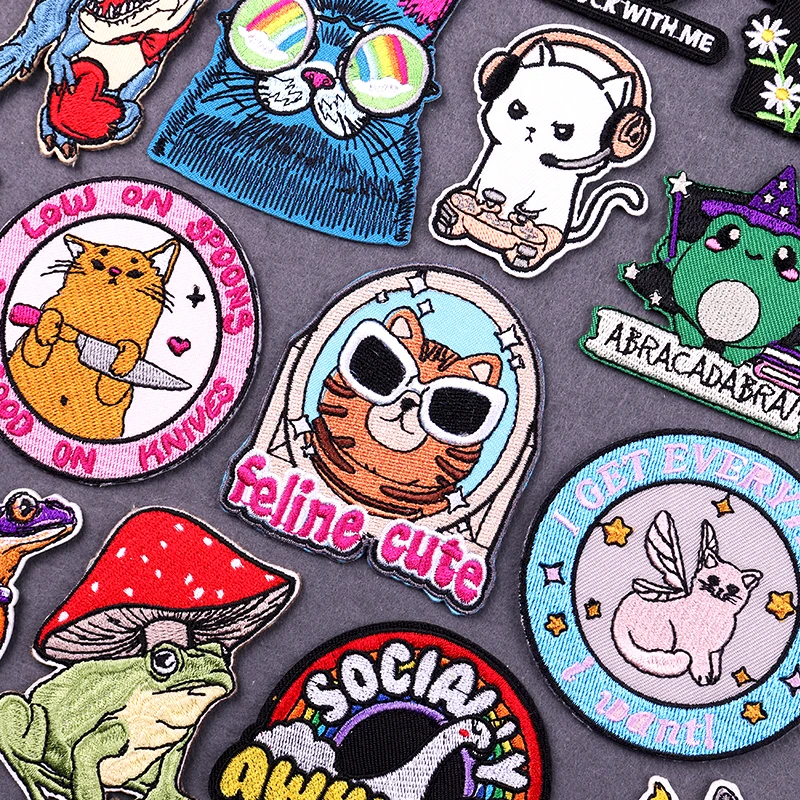 Parche termoadhesivo con gatos y ranas estilo hip hop para ropa - imagen 3