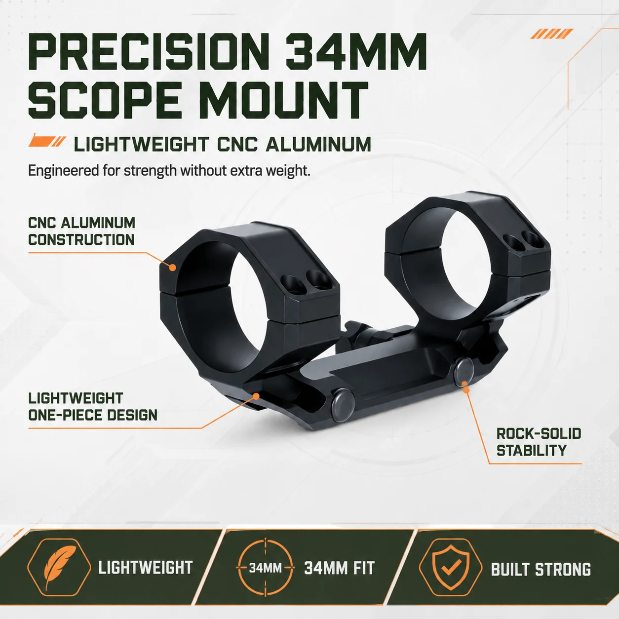 Montura cantilever Picatinny para visor táctico LPVO de 34 mm