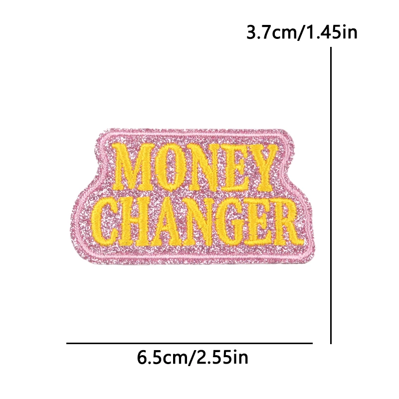 Parche termoadhesivo bordado letras doradas estilo Y2K – dinero - imagen 4