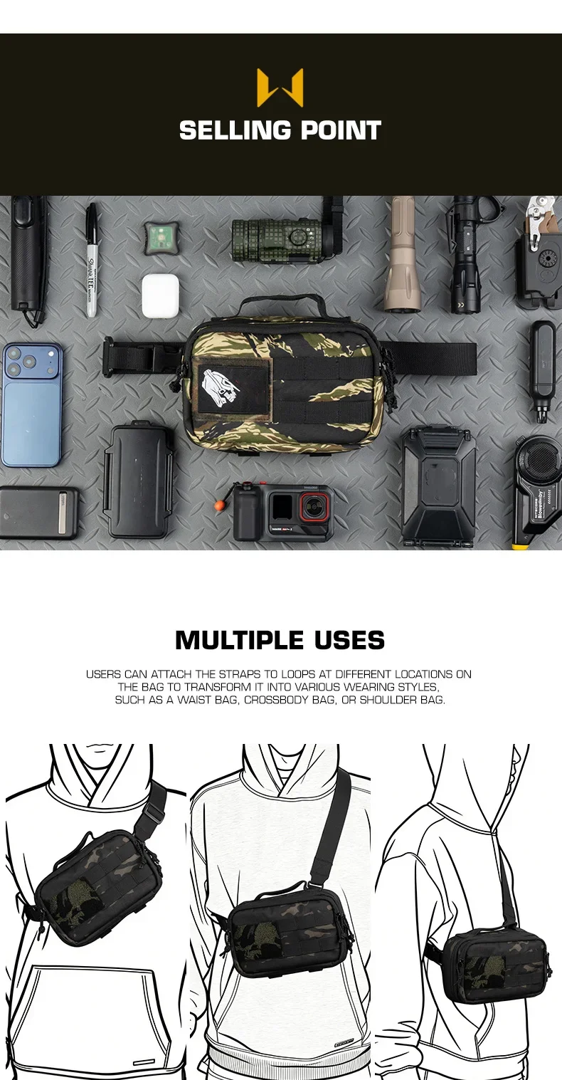 Primer plano del material Cordura del bolso táctico mostrando su textura resistente