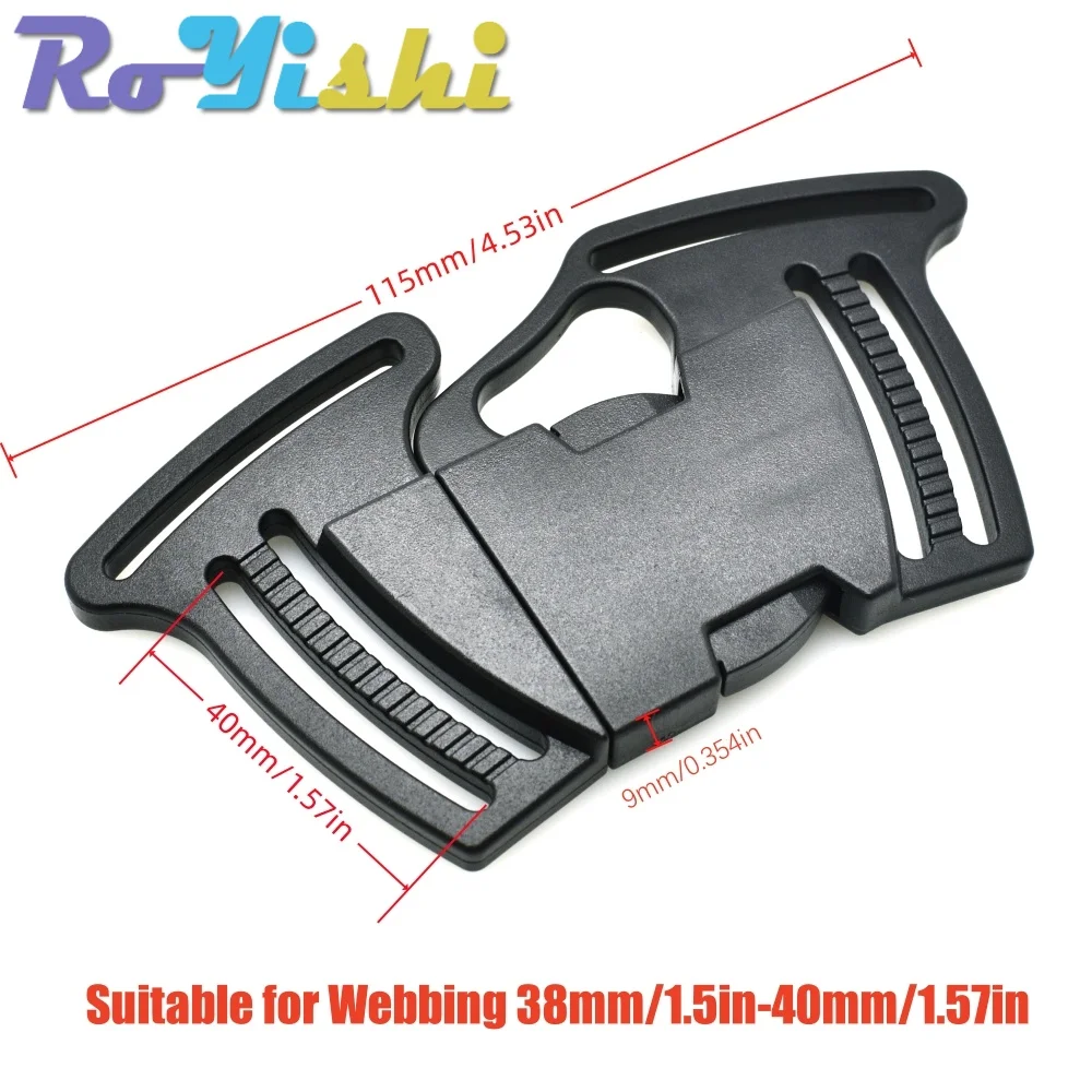 Hebilla liberación rápida 4 vías mochila – Plástico negro 40mm