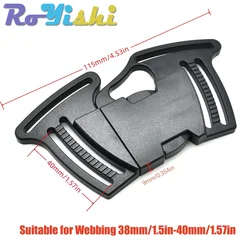 Hebilla liberación rápida 4 vías mochila – Plástico negro 40mm