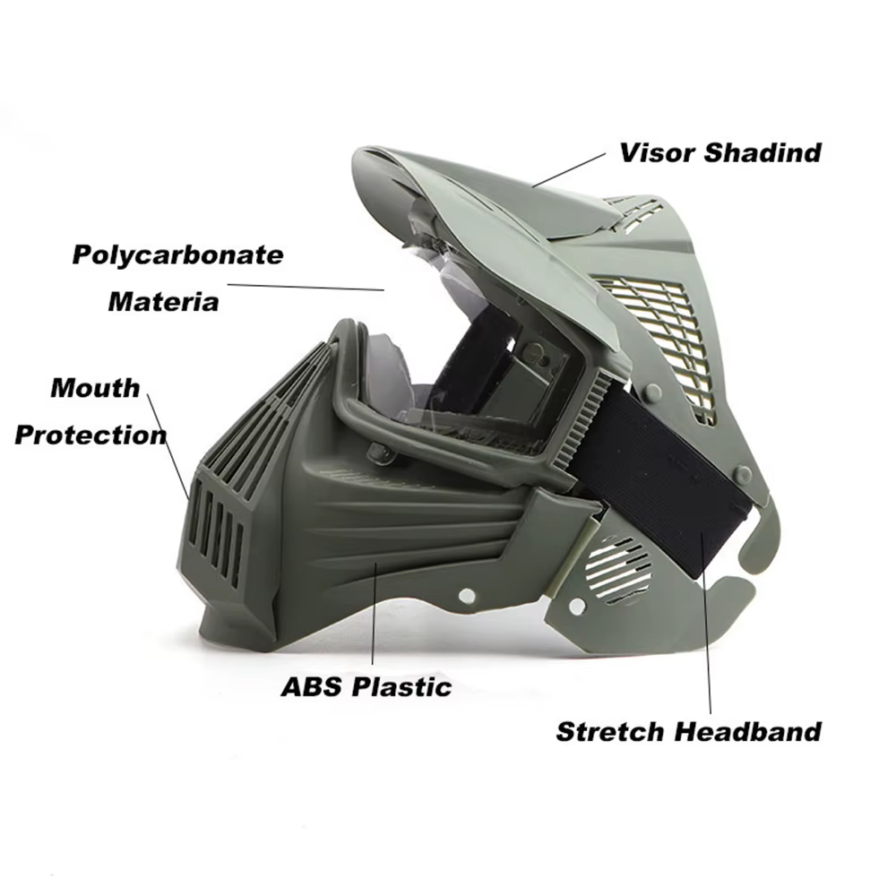 Máscara táctica airsoft protección facial con lentes de PC y auditiva - imagen 2