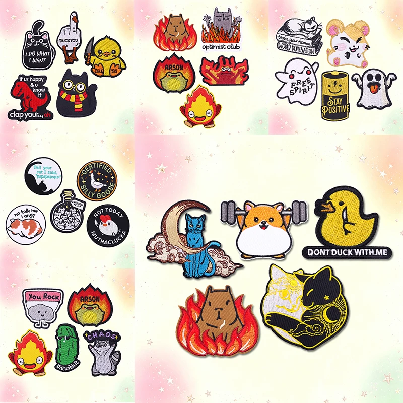 Parche bordado gatos y patos dibujos animados para ropa - imagen 3