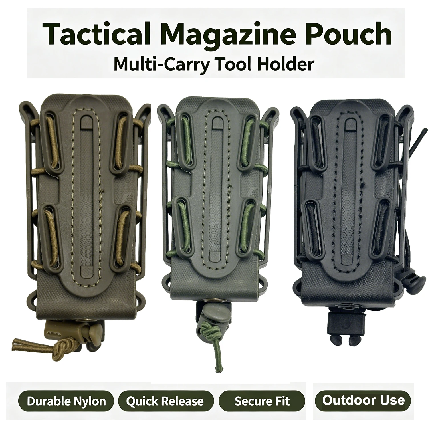 Portacargador 9mm TPR Nylon liberación rápida MOLLE – Airsoft y caza - imagen 4