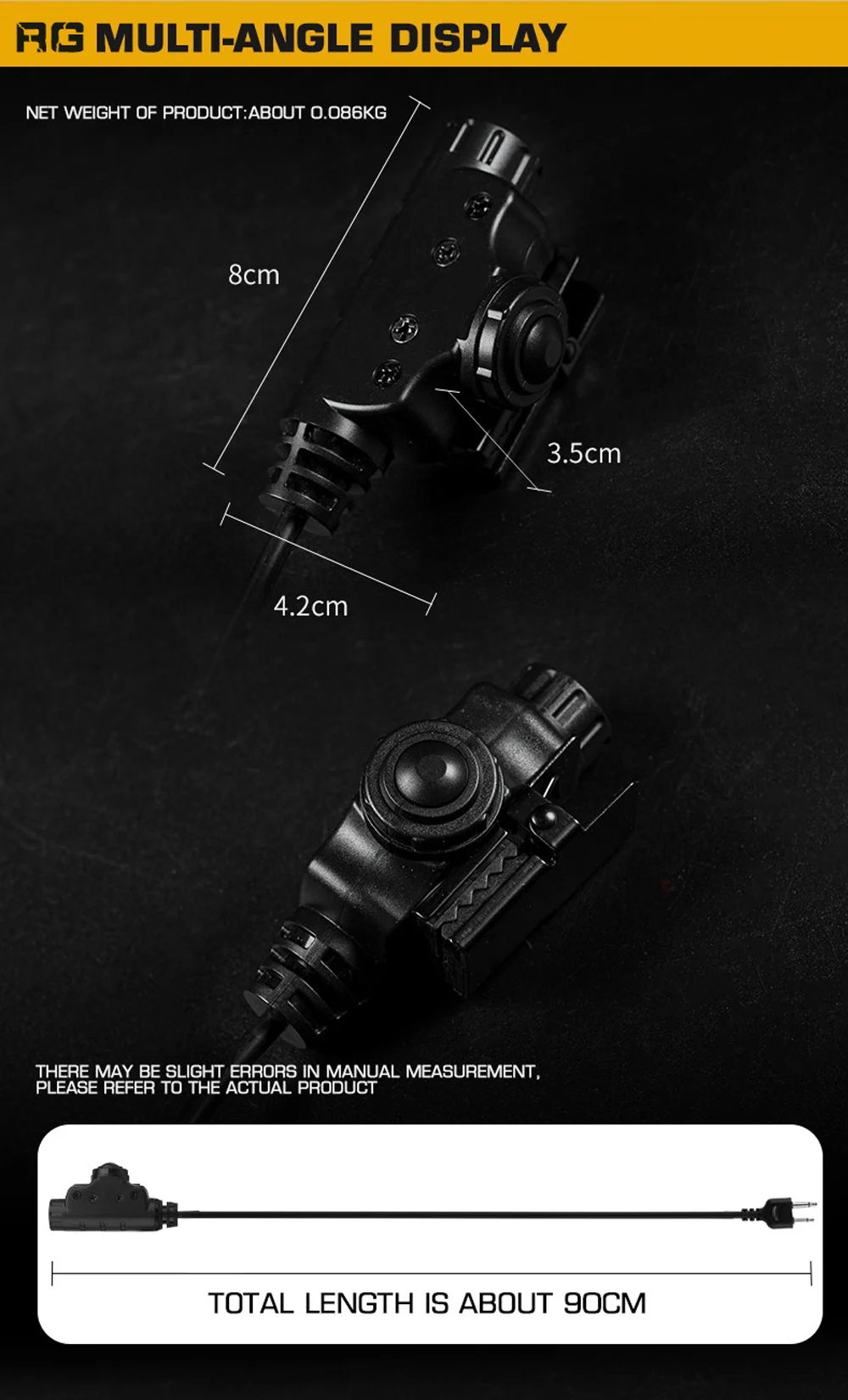 Vista lateral del adaptador U94 PTT V2 mostrando su conector y cuerpo negro