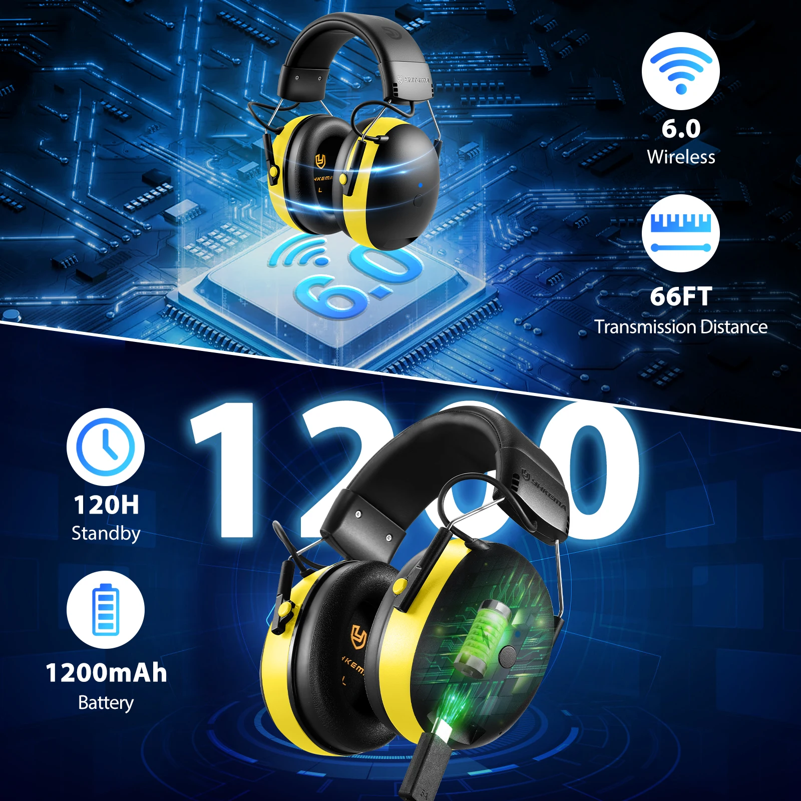 Protectores auditivos Bluetooth para jardinería, construcción y taller - imagen 3