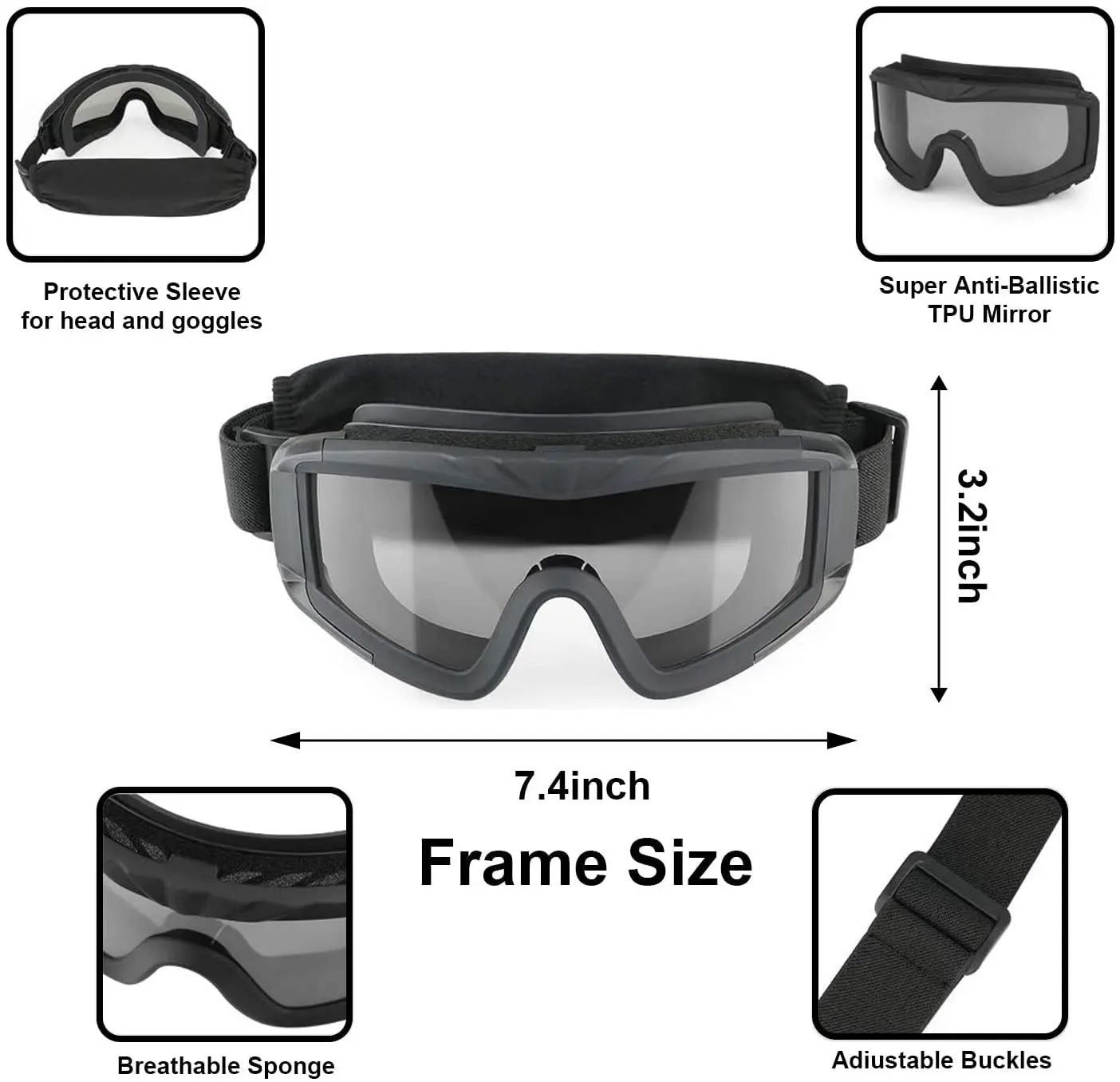 Casco táctico Airsoft con media máscara calavera y gafas - imagen 5