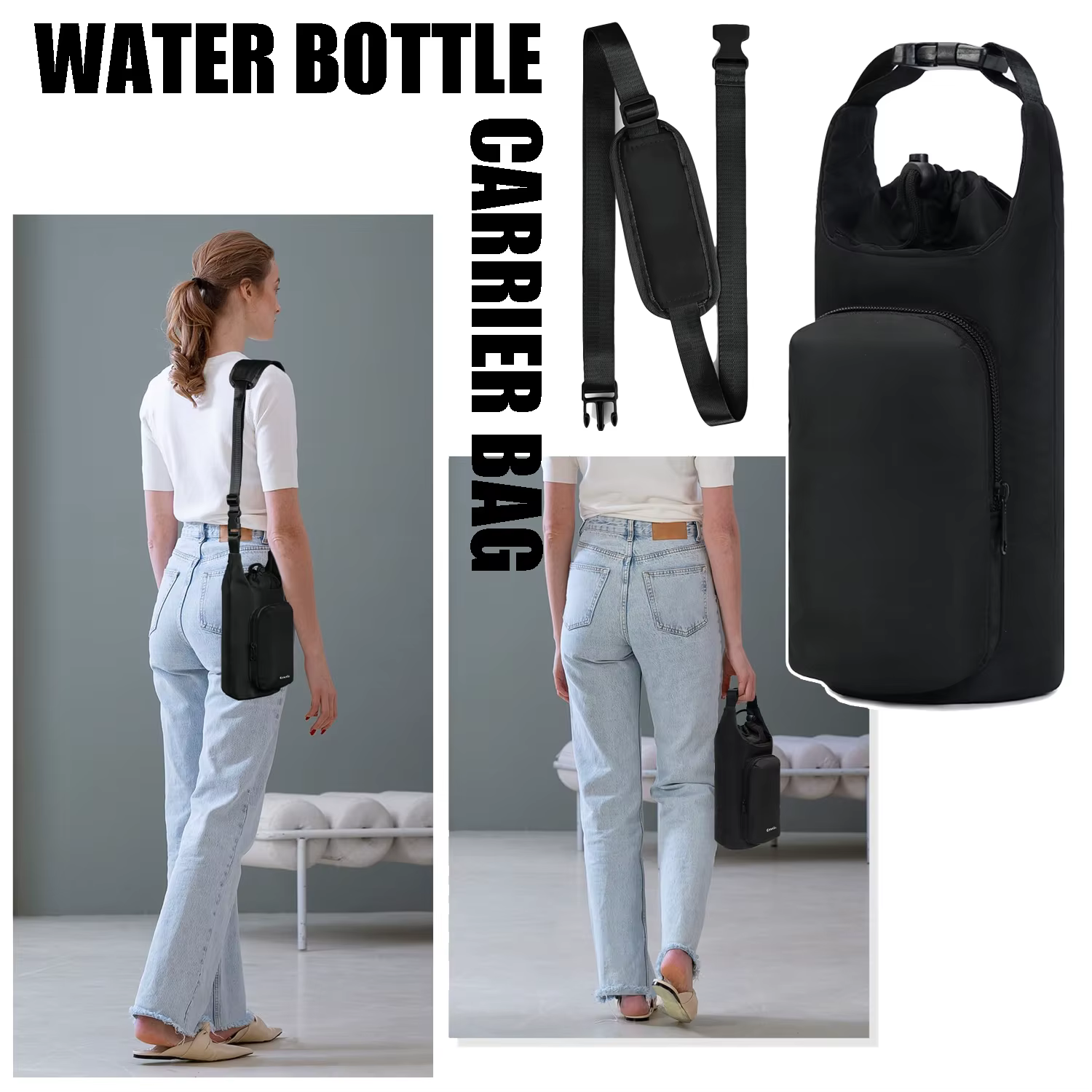 Bolsa portabotellas con bolsillo para teléfono y bandolera ajustable - imagen 4