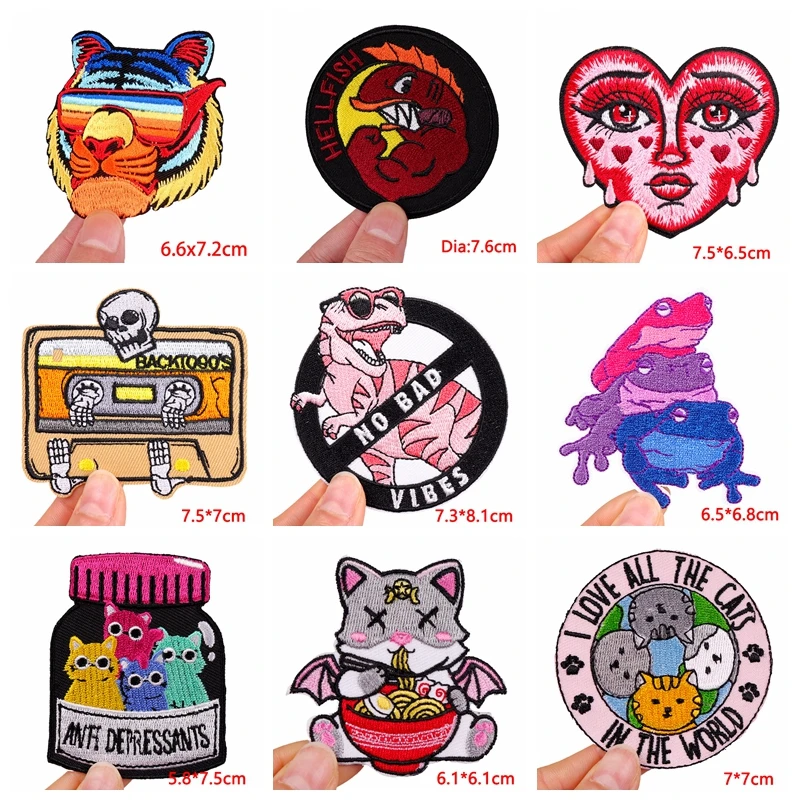 Parche bordado calavera punk gato negro – para jeans o chaleco - imagen 5