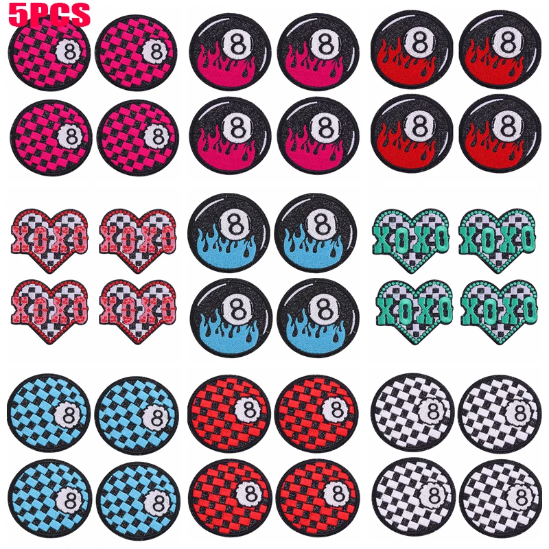 Parche termoadhesivo bordado tablero ajedrez, corazón y XOXO - imagen 2