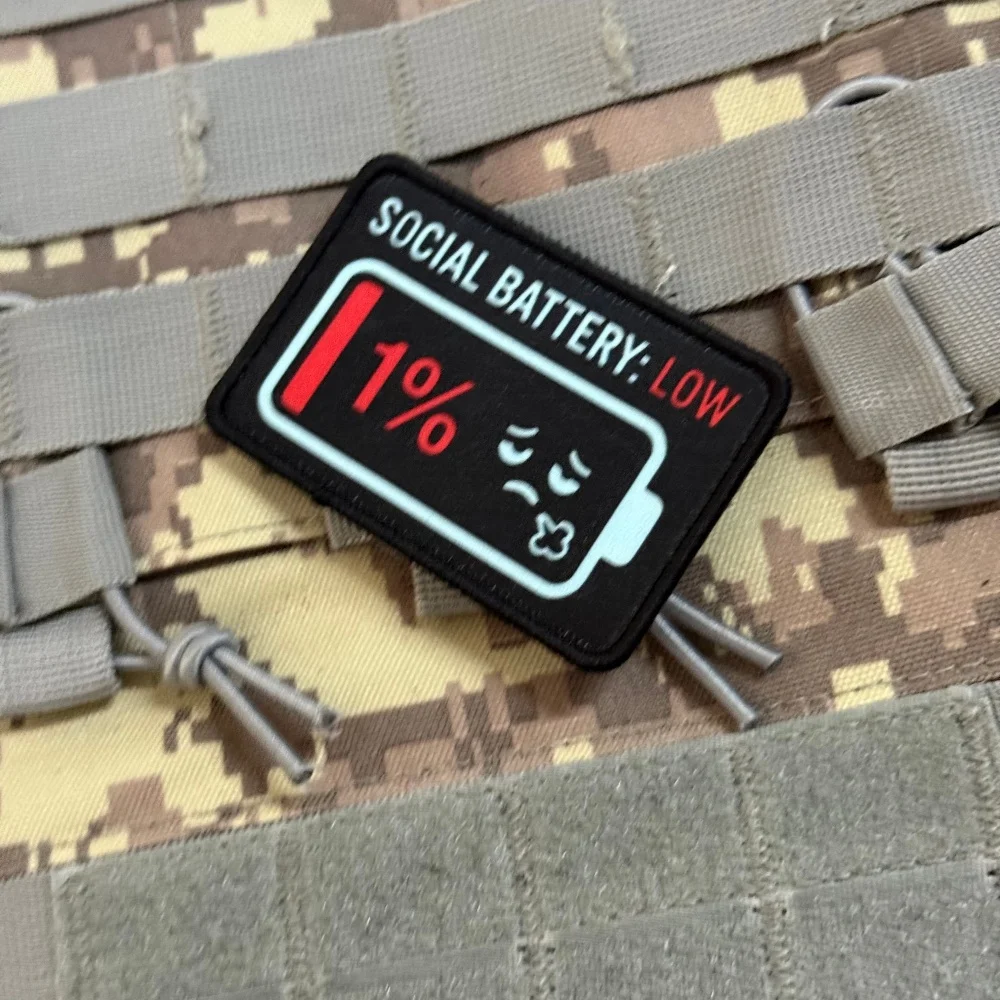 Parche táctico meme Batería Social Baja Morale Bajo gancho-bucle - imagen 5