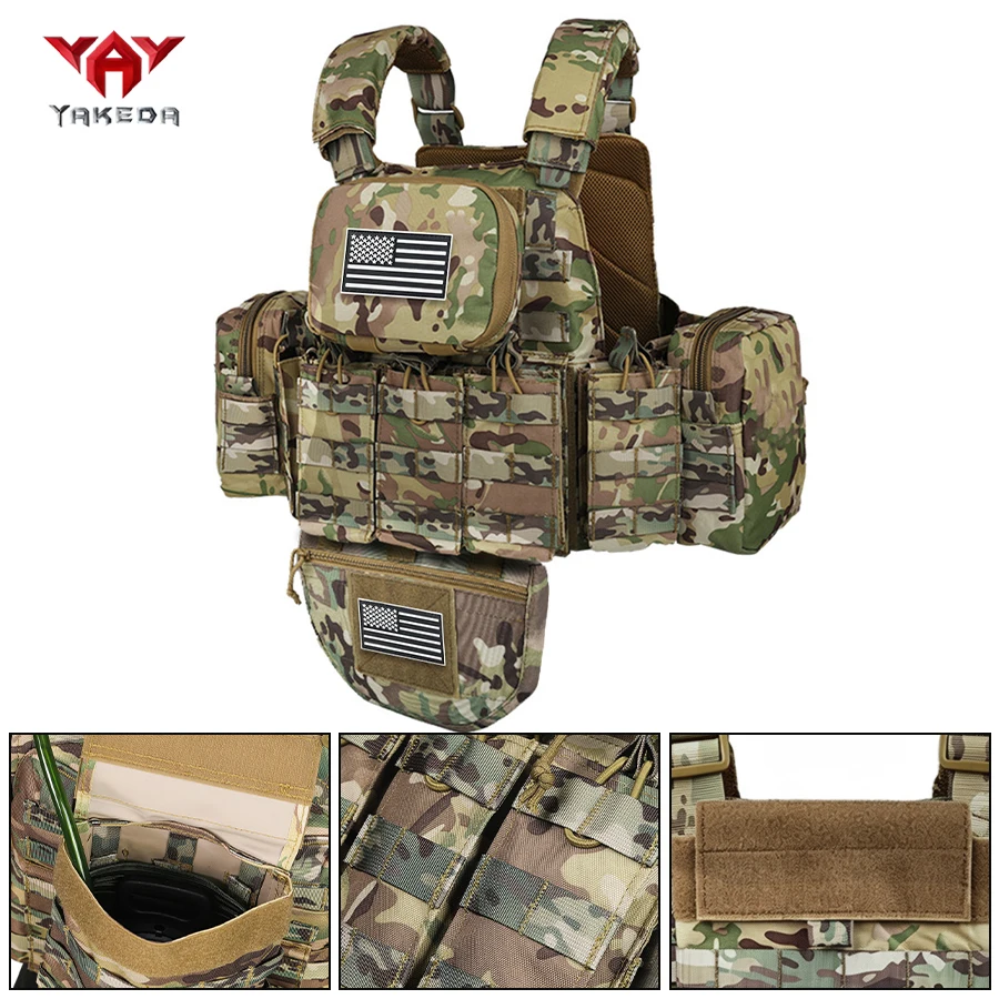 Chaleco táctico modular YAKEDA con panel de velcro y bolsa desmontable - imagen 3