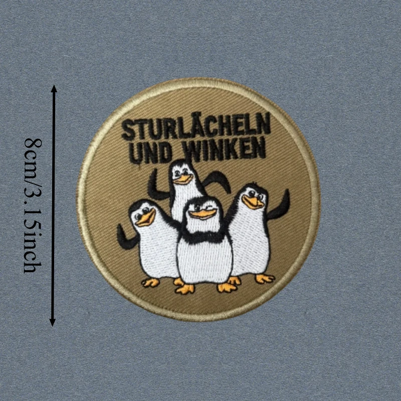 Parche táctico bordado pingüino con velcro para chaleco y brazalete