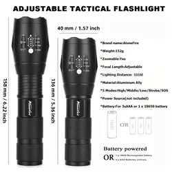 Linterna LED táctica con Zoom, luz blanca y roja para caza