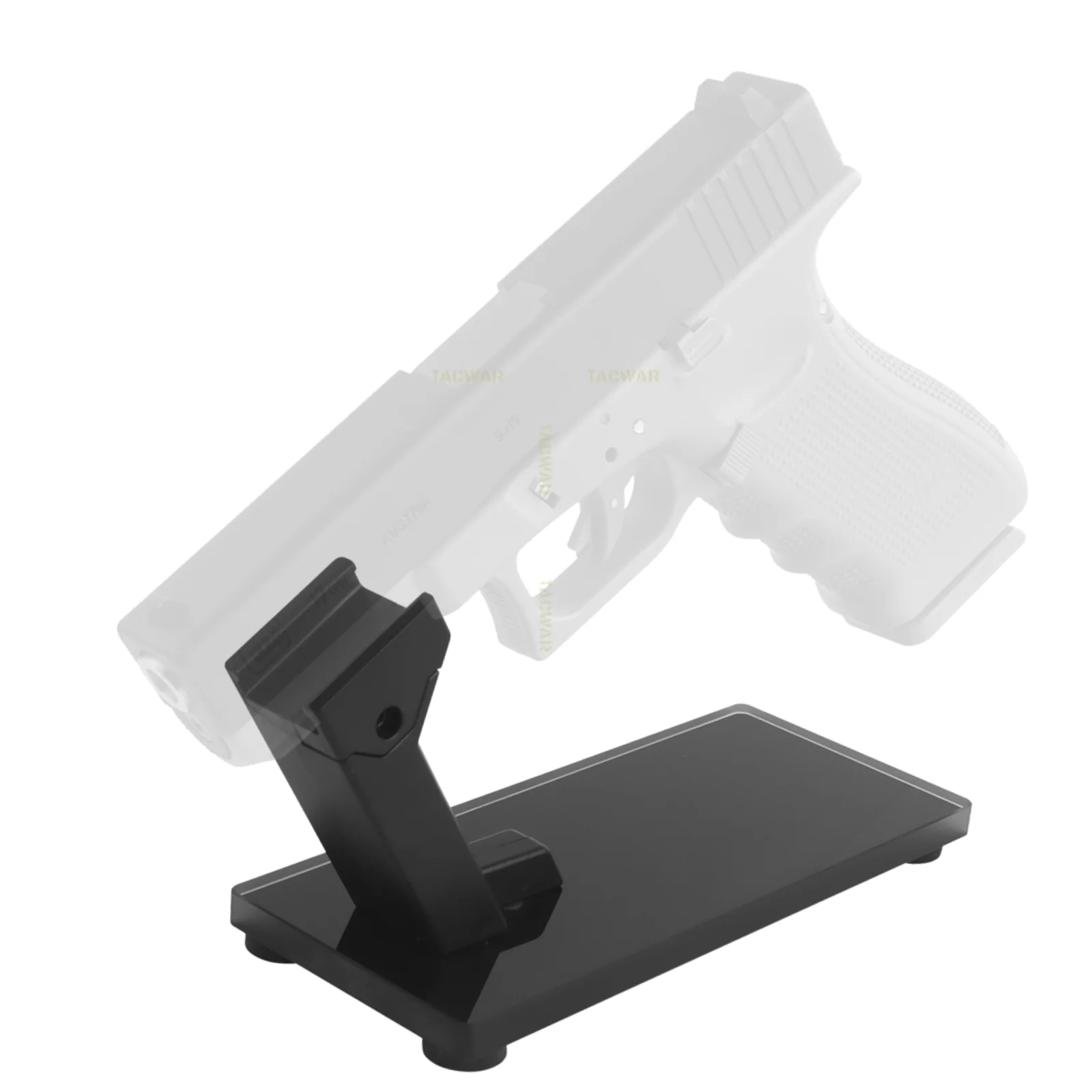 Soporte pistola tipo riel Picatinny con base vidrio ABS decorativa