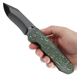 Kansept Superhawk EDC cuchillo plegable de titanio CPM S35VN Damasco
