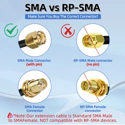 ABBREE cable coaxial SMA macho/hembra para antena WiFi