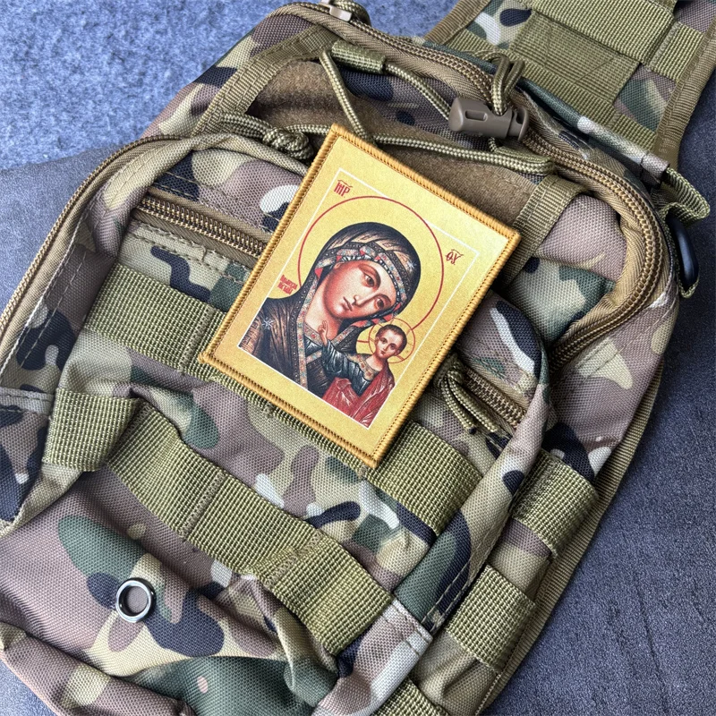 Parche táctico Virgen María y Jesús gancho-bucle para mochila