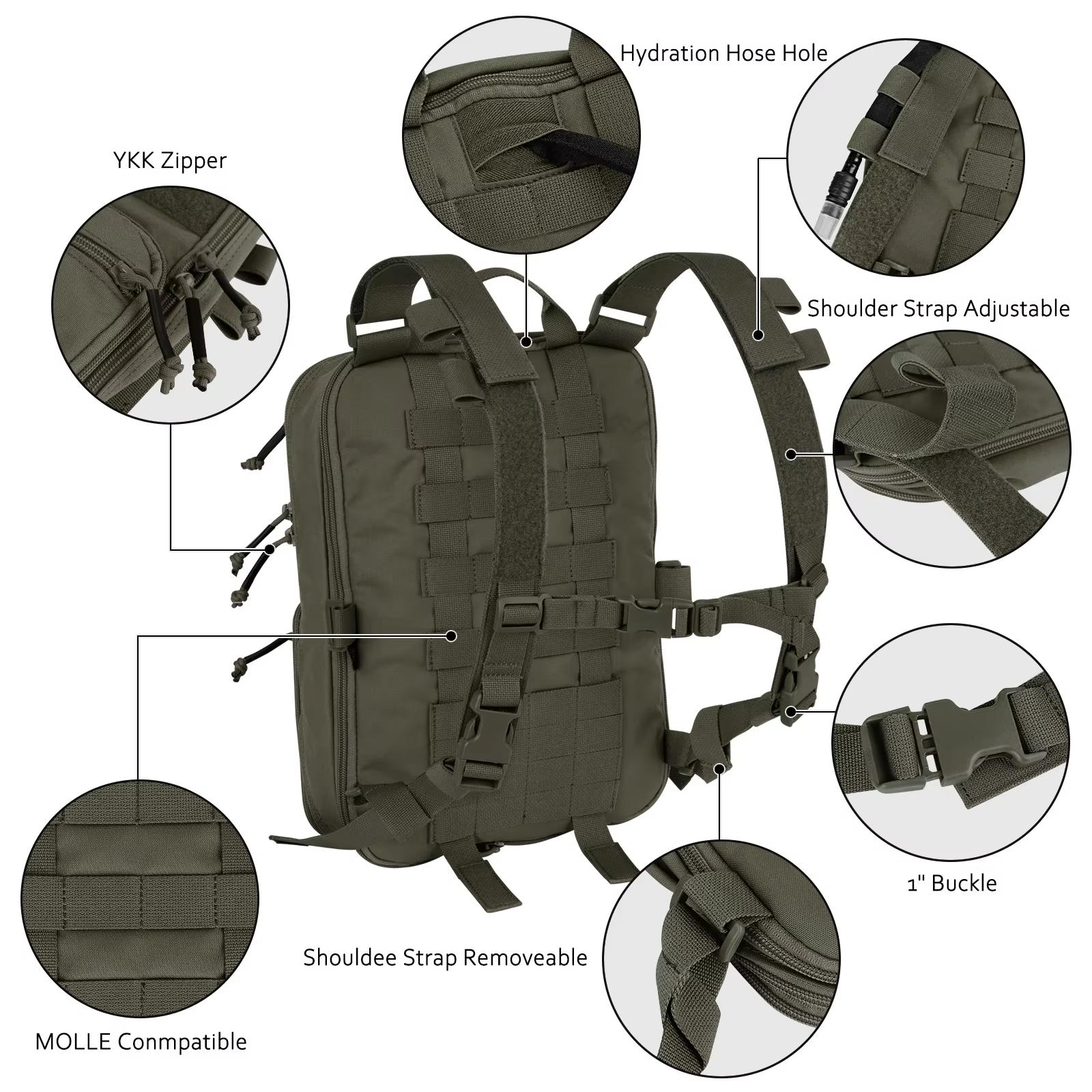 Mochila táctica KRYDEX D3 500D flatpack, asalto expandible hidratación - imagen 2