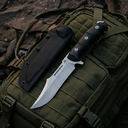 Cuchillo fijo táctico de acero para exteriores y emergencia