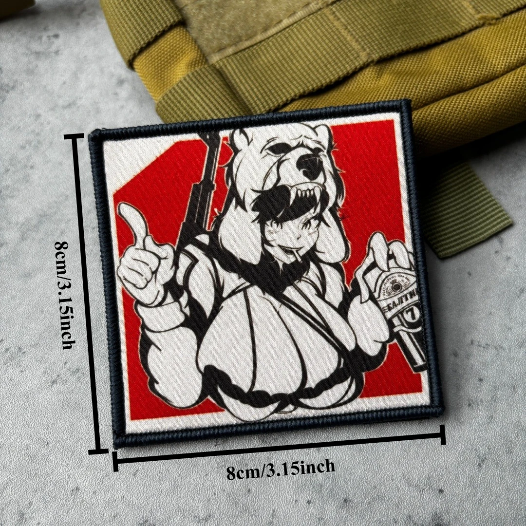 Parche táctico oso anime con velcro gancho y bucle para mochila - imagen 3