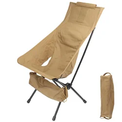 Silla de camping plegable alta con respaldo ergonómico para exterior