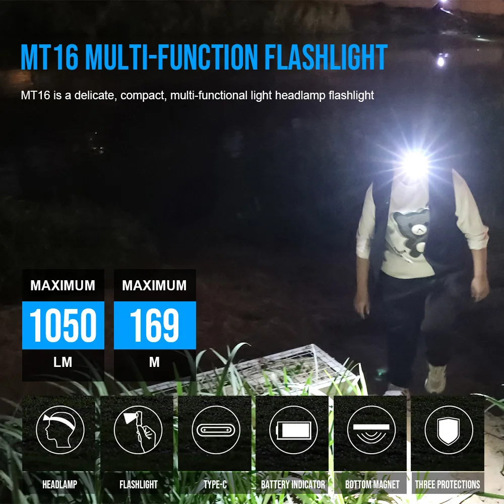 Trustfire MT16 Linterna táctica LED USB-C 1000LM EDC frontal - imagen 5