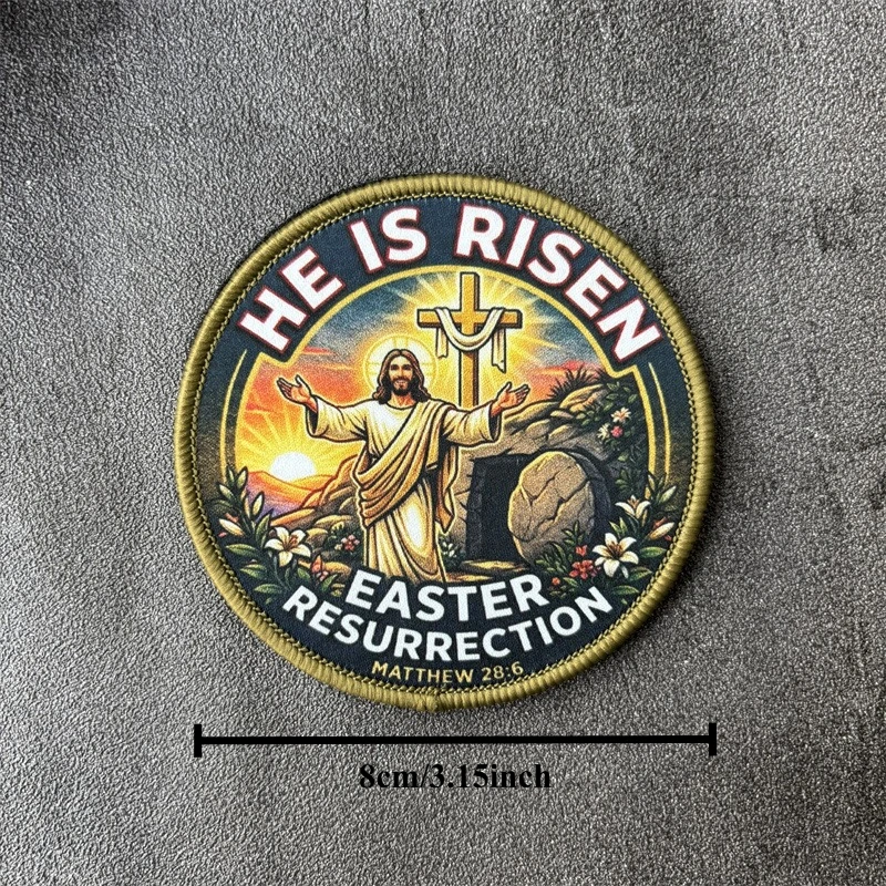 Parche militar cruz de Jesús velcro gancho y bucle ÉL HA RESURGIDO - imagen 3