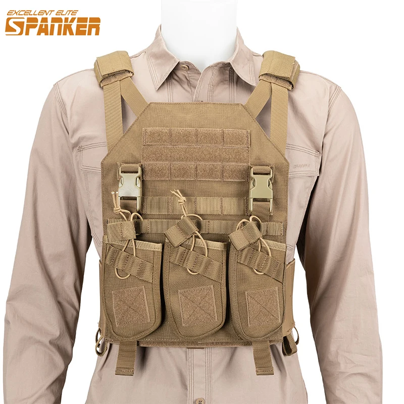 Chaleco portaplacas táctico con bolsa Triple AK para caza y Airsoft - imagen 3