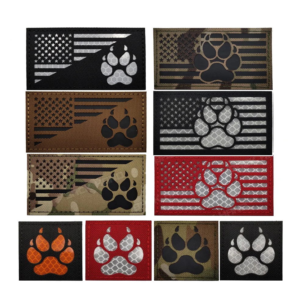 Parche táctico K9 bandera americana infrarroja con velcro para mochila - imagen 3