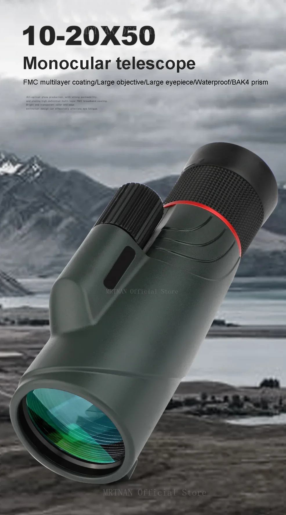 Telescopio Monocular HD con zoom 10-20x50