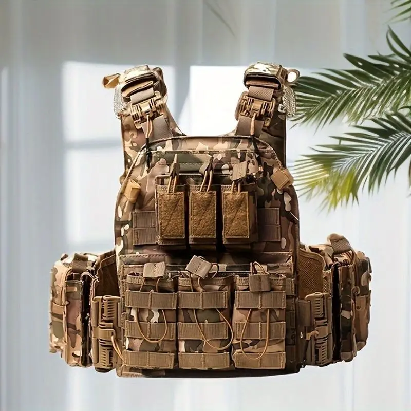 Vista frontal del chaleco con camuflaje EMR