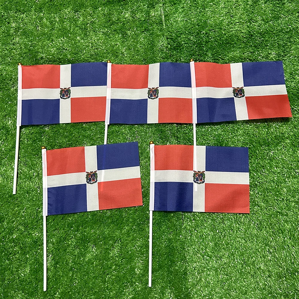 Bandera de mano con asta de plástico
