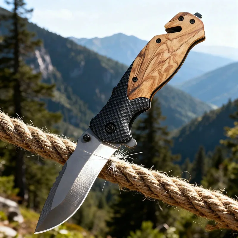 Cuchillo plegable de acero inoxidable para bolsillo supervivencia