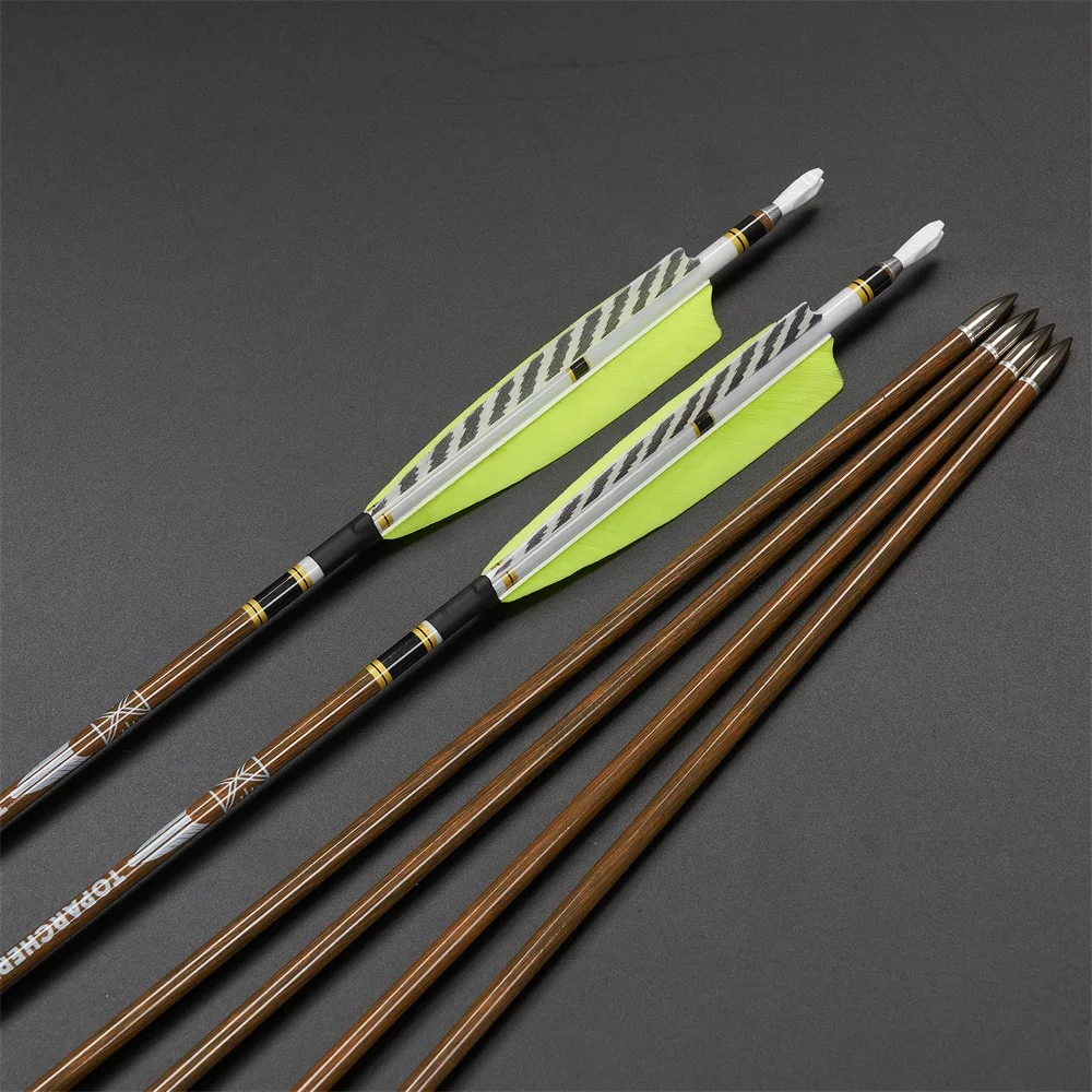 Flechas carbono arco caza – Spine 300-600, plumas naturales - imagen 3