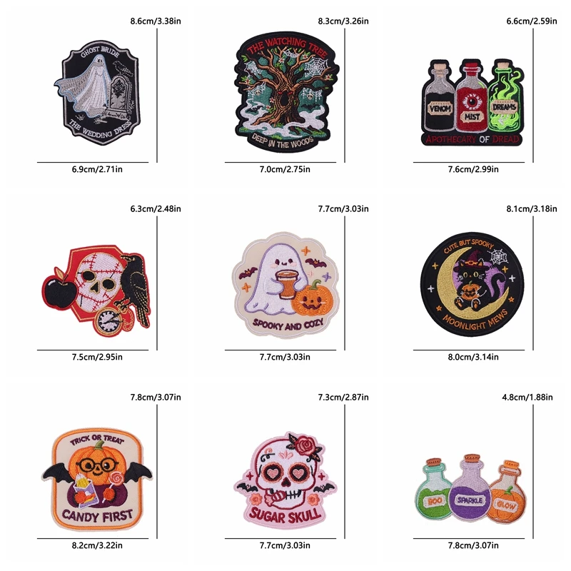Parche termoadhesivo Halloween calabaza y fantasma bordado para ropa - imagen 3