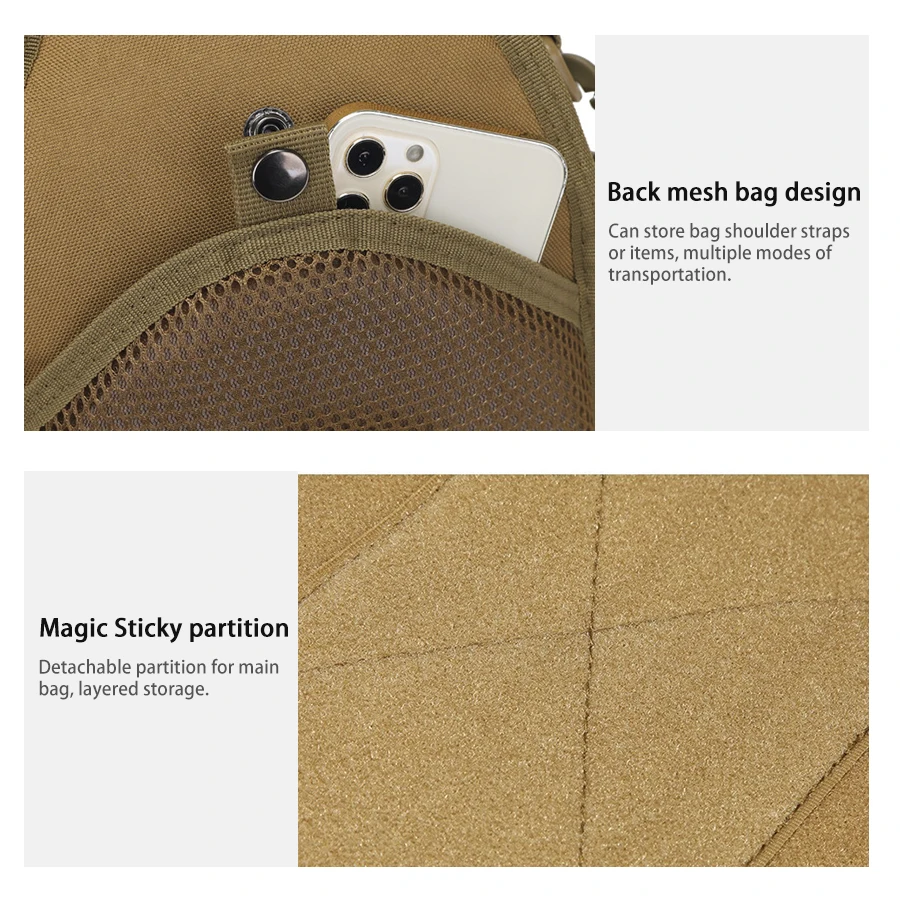 Bolso bandolera expandible de varias capas para viajes al aire libre, bolso de mano para el pecho, bolso de hombro multifuncional