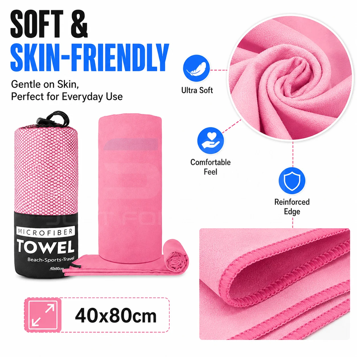 Toalla deportiva microfibra secado rápido con bolsa de malla - imagen 4