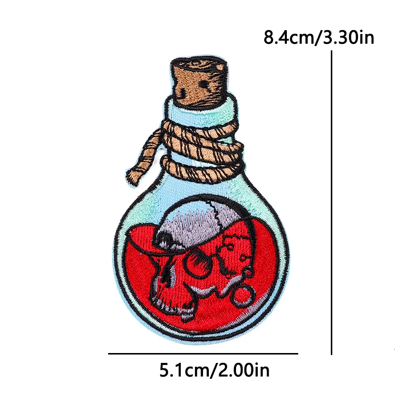 Parche termoadhesivo tarot místico calavera punk y botella para ropa - imagen 3