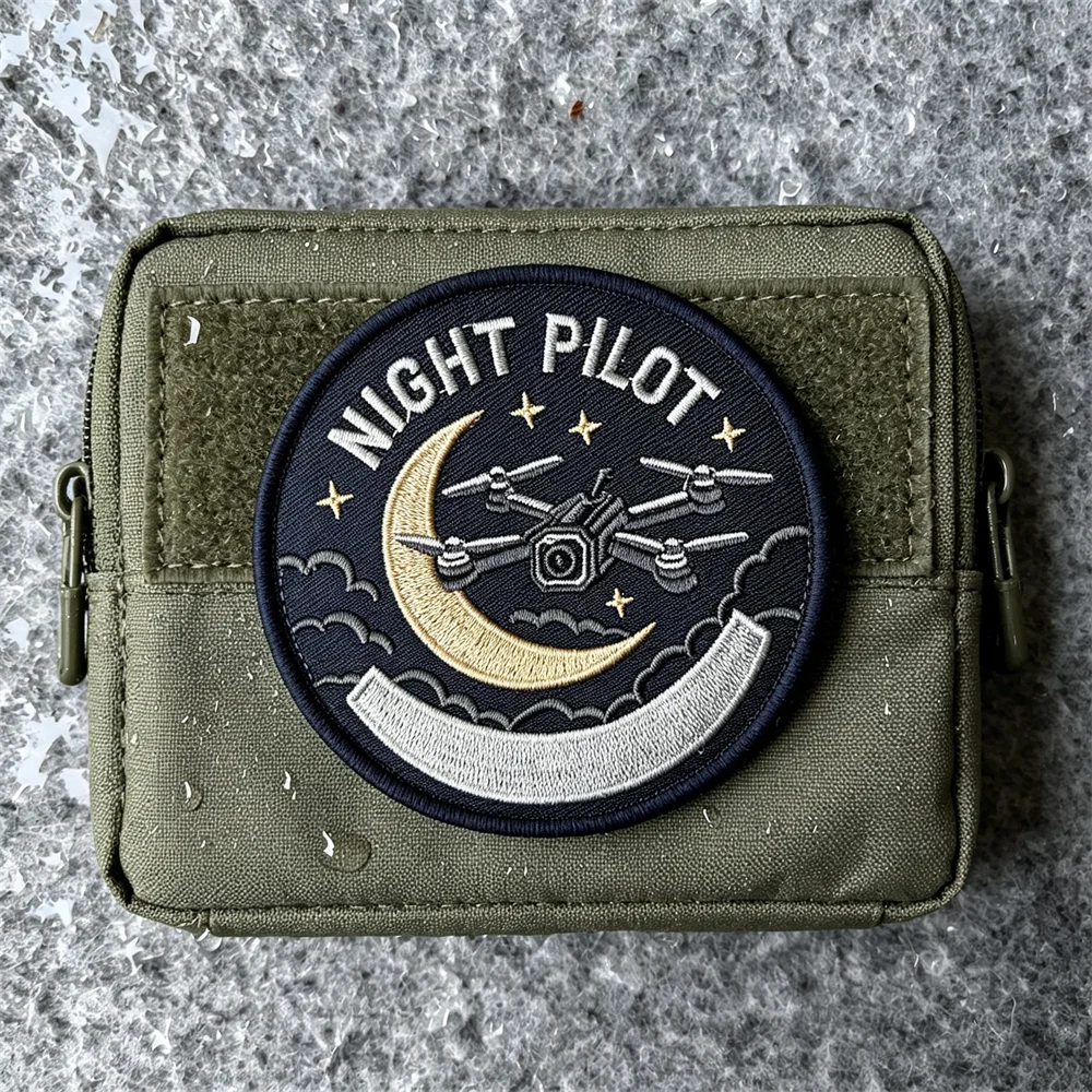 Parche táctico bordado Luna y Estrella para piloto de dron nocturno - imagen 4